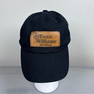 Evan Williams Bourbon Hat Cap Leather Strap Back Black Mens Adult Whisky Logo